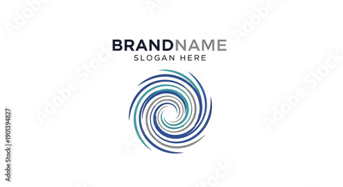 Blue Spiral Logo Design Element Template.