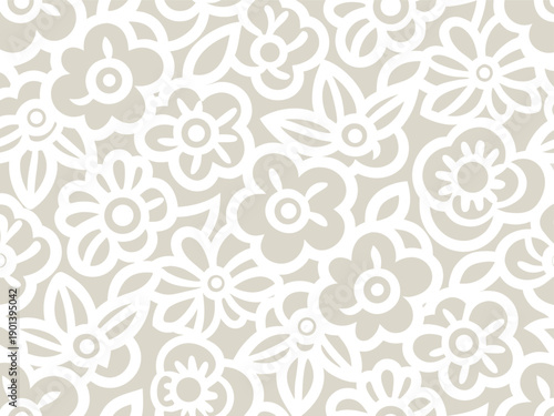 Floral seamless pattern design with white flowers vector illustration
