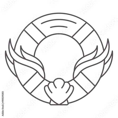 Simple lifesaver with leaves stroke