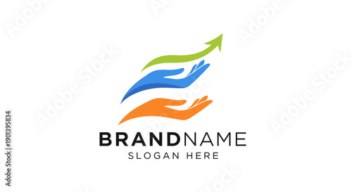 Colorful Hands Logo Design Template Placeholder.