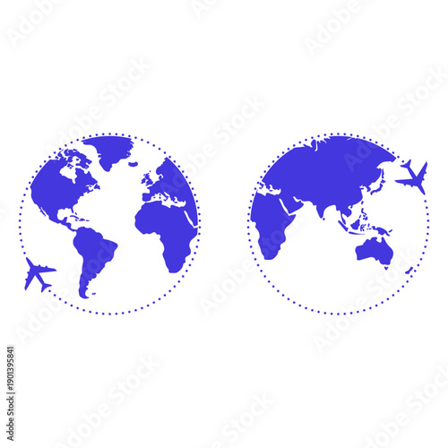 Hemispheres and planes design filled stroke
