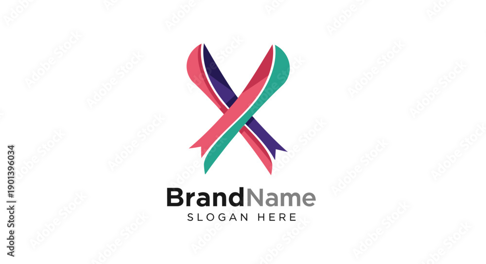 Fototapeta premium Colorful Ribbon Logo Design Template.