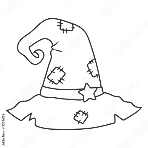 Witch hat with patches stroke