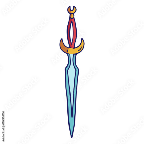 Ornamented pointy sword color stroke