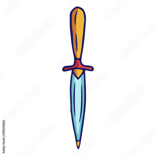 Short yellow hilt dagger color stroke