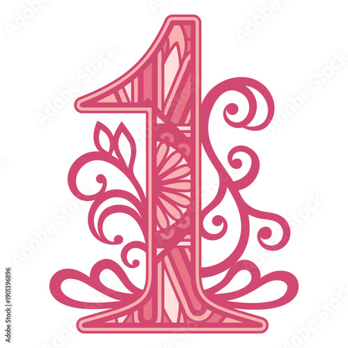 Pink number one mandala stroke