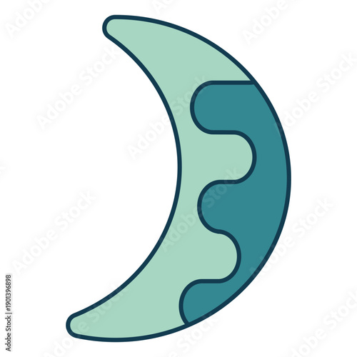 Crescent moon geometric color stroke element