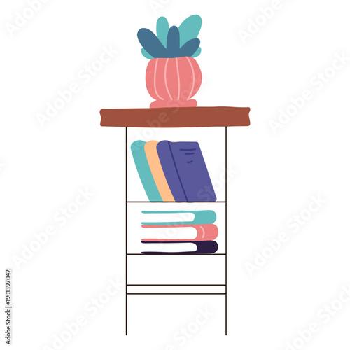 Shelf with books flat