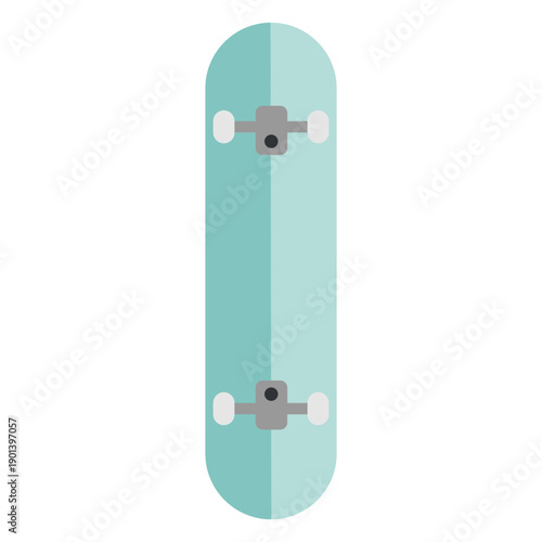 Light blue skateboard from below flat