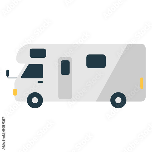 White semi flat RV motor home