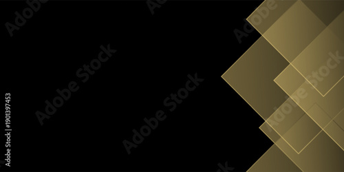 Abstract background with luxurious and elegant gold gradient geometric shapes. Shiny overlapping square design. Vector illustration. VOL. 2
