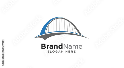 Modern Bridge Logo Design Template Illustration.