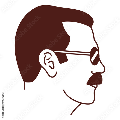 Man with short hair filled stroke