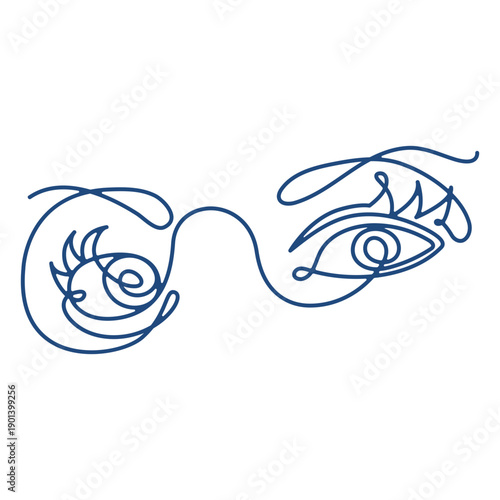 Open female eyes continuous line