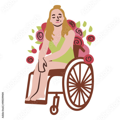 Woman in wheelchair flat
