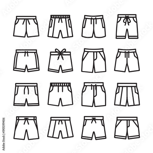Collection of 16 Shorts Icons - Various Styles and Designs - Stock Media