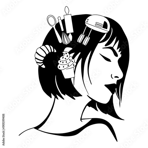 Pastry woman filled stroke