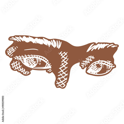 Eyes and eyebrows hand drawn cut out