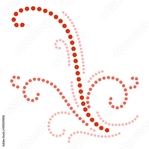 Red swirl ornament dotted flat
