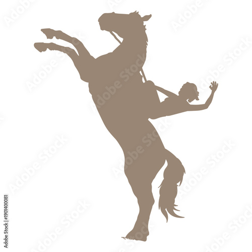 Wild west female horse rider silhouette