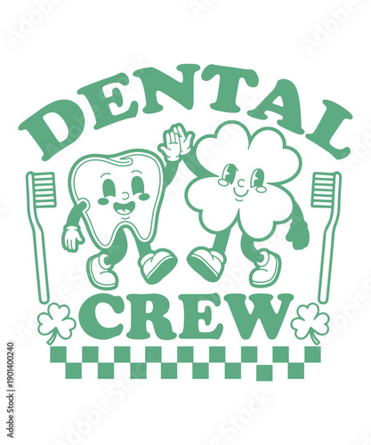 Dental Crew St Patrick’s Day Cute Dental Team Vector Illustration