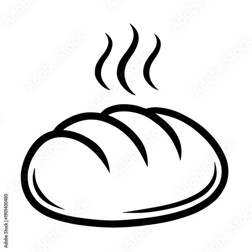 Freshly Baked Bread Loaf Vector Illustration - Hot Sourdough Icon with Steam for Bakery Menus and Cooking Design