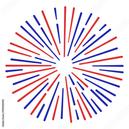 Red and blue rounded firework