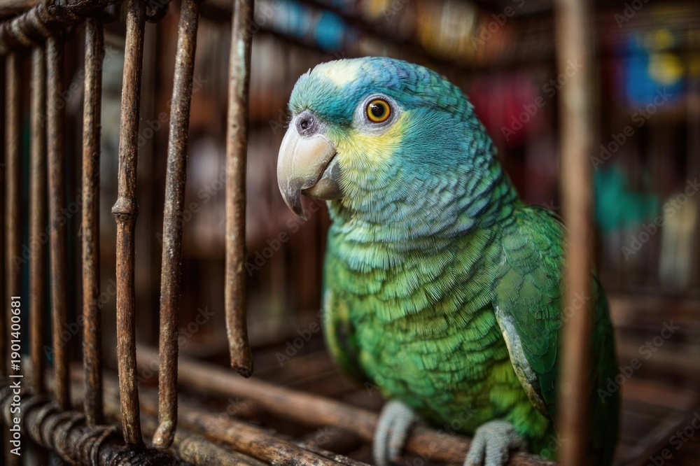 Obraz premium Parrot in a cage, gift