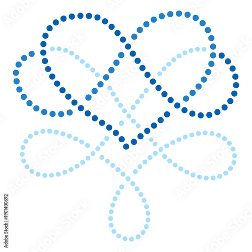 Blue heart ornament dotted frame flat