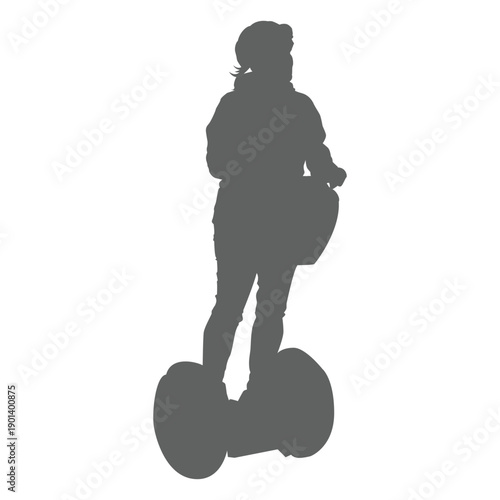 Girl in segway with helmet side silhouette