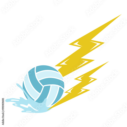 Waterpolo ball with lightnings cut out