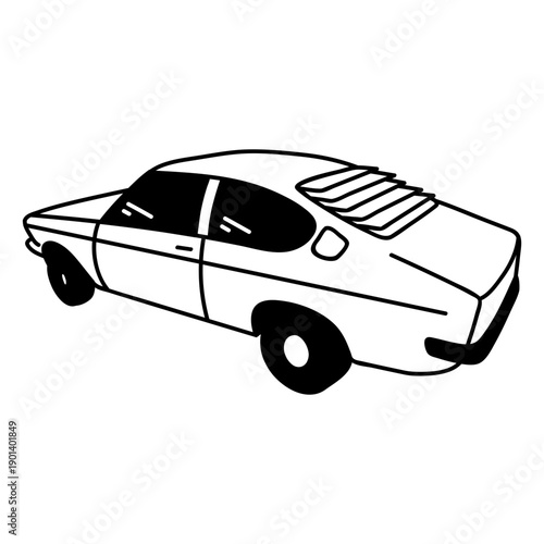 White vintage car filled stroke