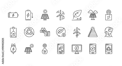Collection of icons representing various modern technology and service industries Vector