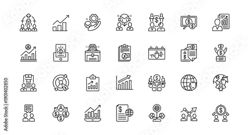 Collection of diverse icons depicting various business, technology, and nature concepts Vector