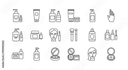Collection of everyday household and personal care items illustrated in icons Vector