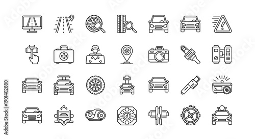 Collection of diverse icons representing various everyday objects and activities Vector