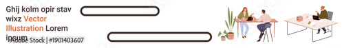 Teamwork, workplace collaboration, remote work, modern office setup, professional relationships, productivity. People working at desks with plants nearby. Teamwork and workplace collaboration