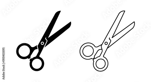 Two different types of scissors, cutting tools, office supplies, stationery, art supplies Vector