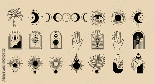 Mystical symbols and esoteric hand gestures representing ancient spiritual iconography Vector