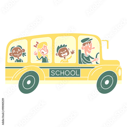 kids school bus side cut out