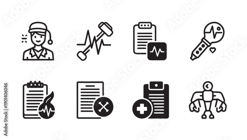 Medical Icons Collection: Health, Fitness, and Technology Concepts