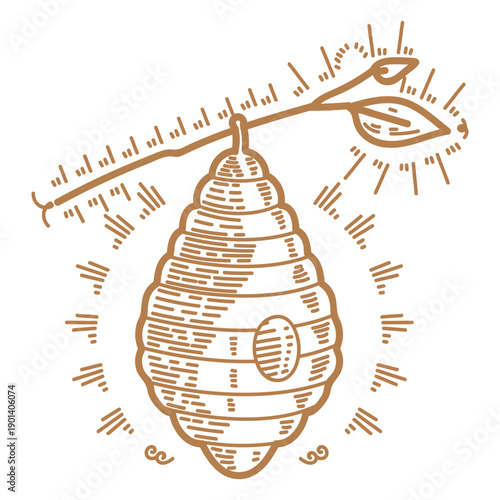 Beehive on a twig filled stroke