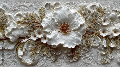 Vintage decorative wall floral carving high resolution picture