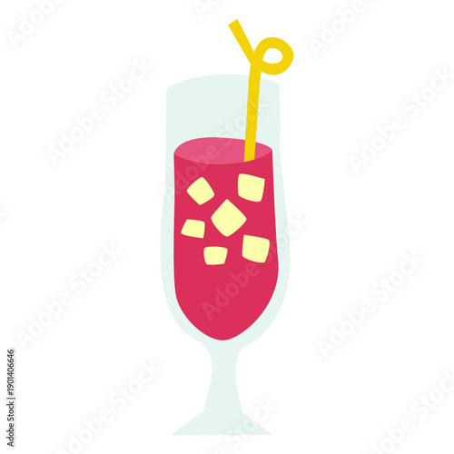 Cocktail glass with straw flat