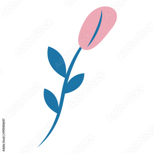 Tableau sur toile Pretty pink flower in a stem flat