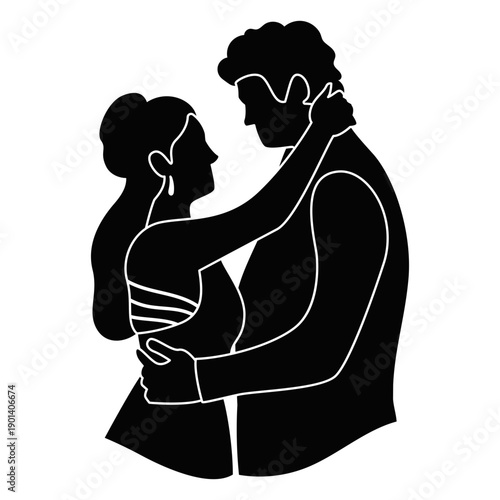 Couple hugging prom party