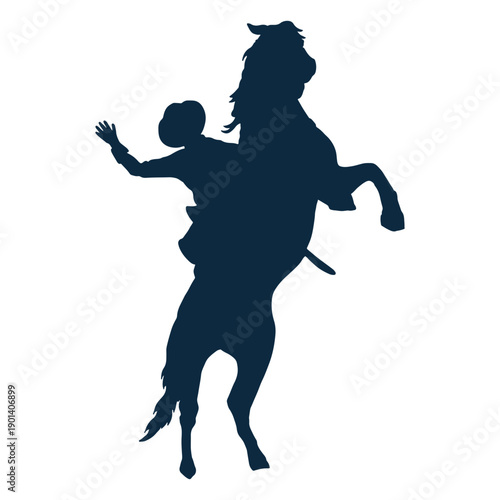 Cowboy doing tricks on a horse silhouette