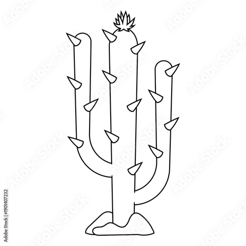 Wild west cactus with flower stroke