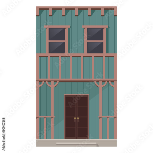 Wild west blue building semi flat