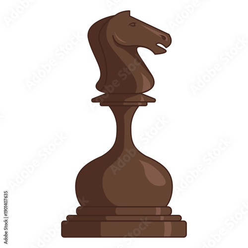 Knight chess piece brown color stroke
